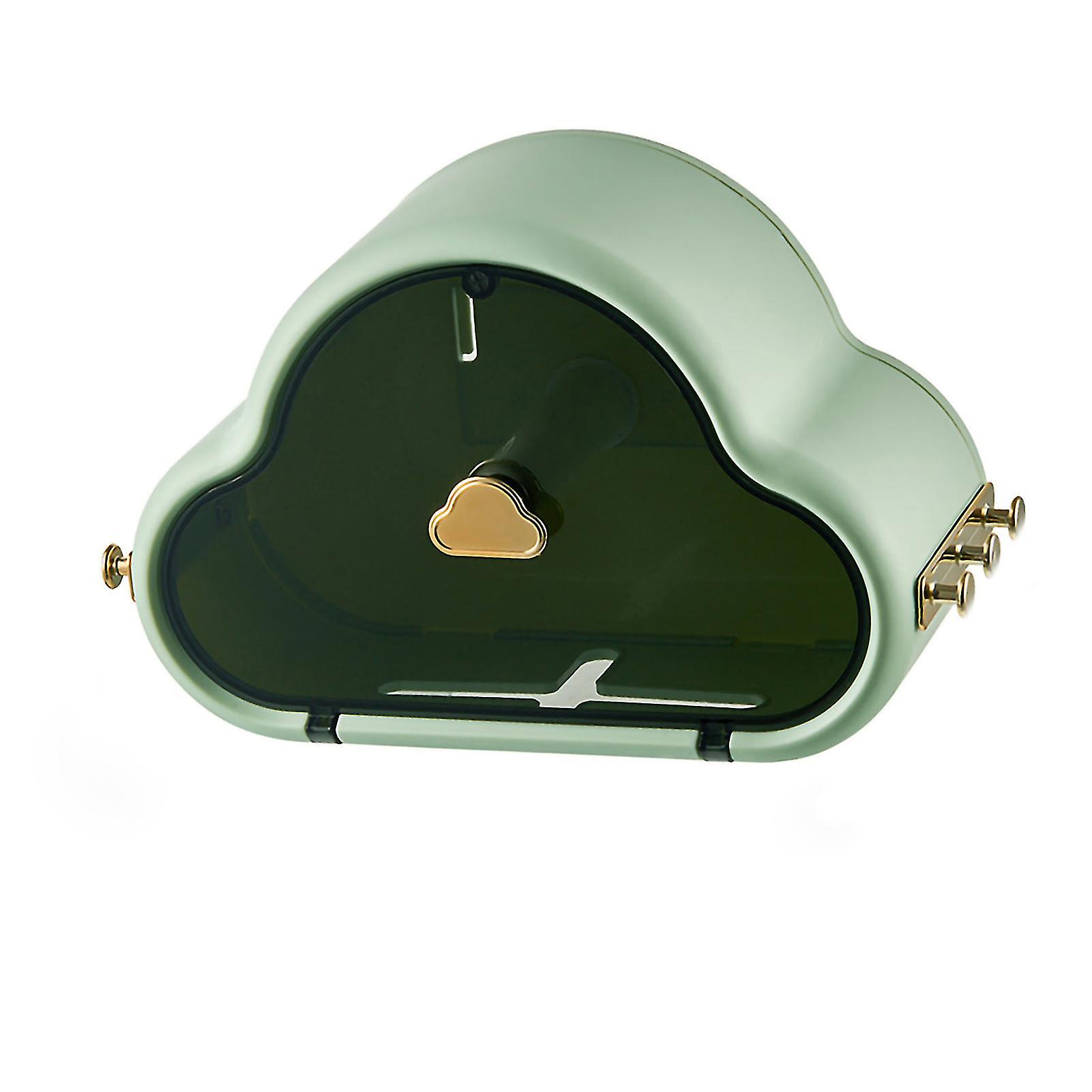 Wall Mounted Tissue Holder with Side Hooks Waterproof Avocado Green