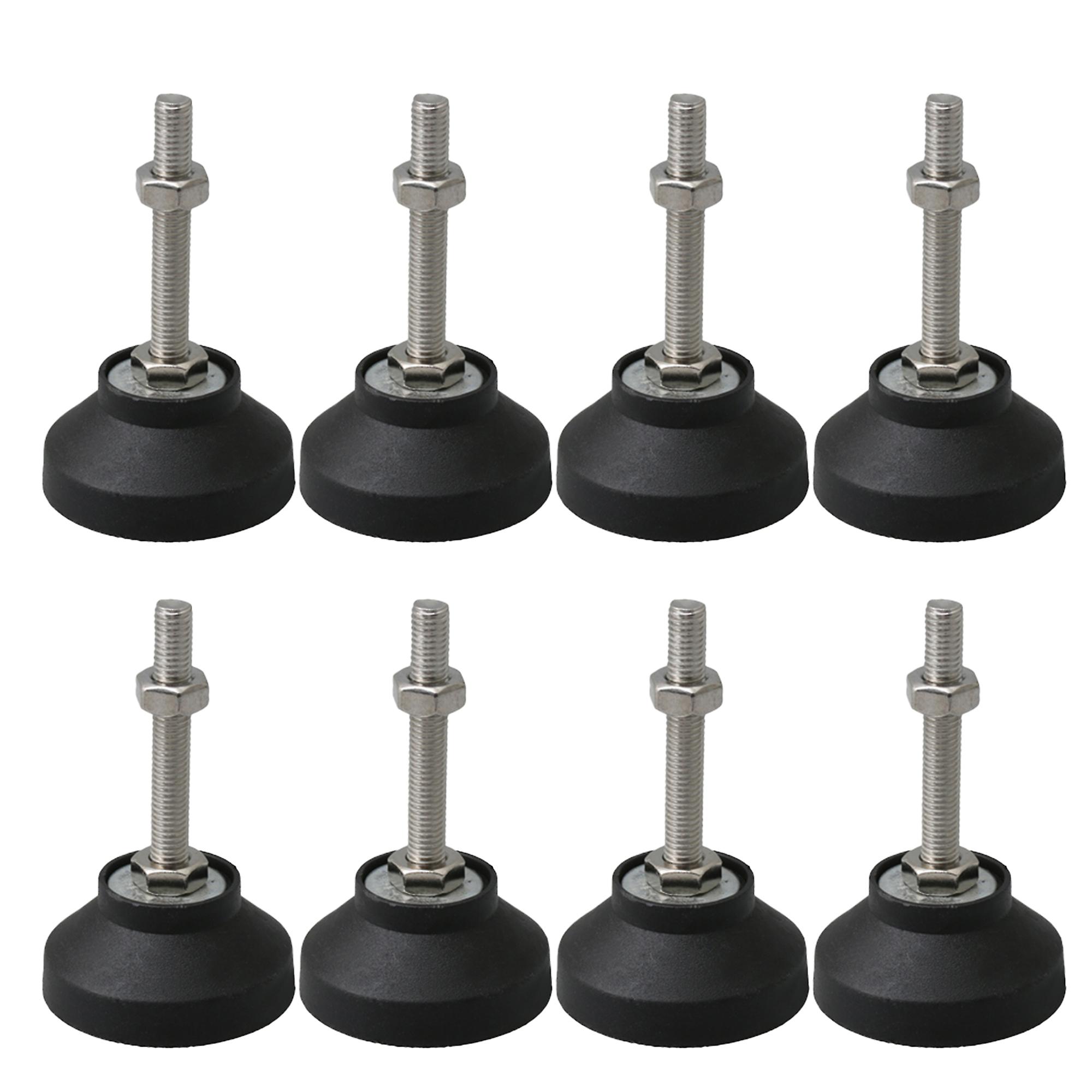 8 x Black Adjustable Leveling Feet Threaded Furniture Glide Pad M8x53mm