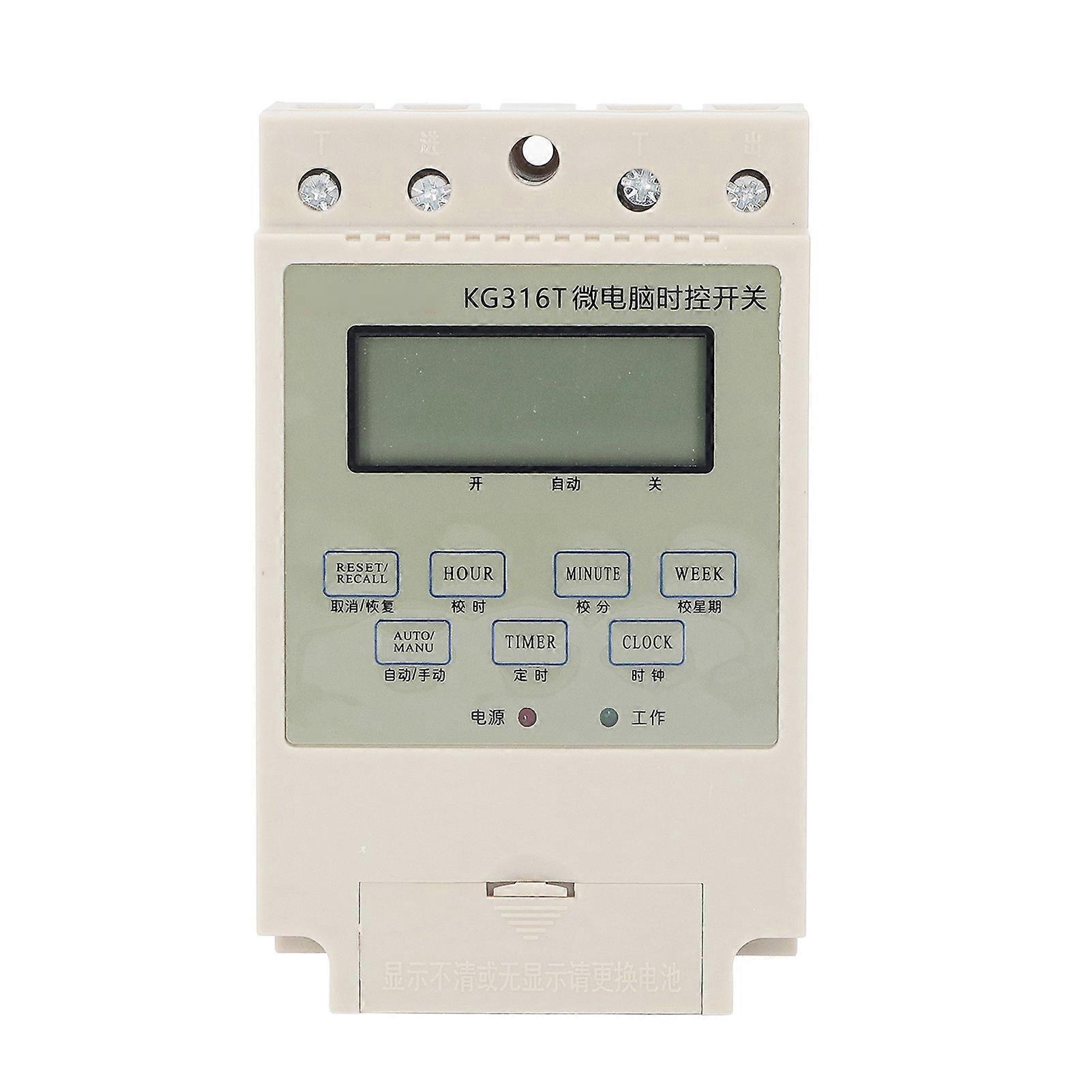 25A Programmable Digital Time Switch with Transformer, Rail Mounting Microcomputer Electronic Relay Control Timer, Beige