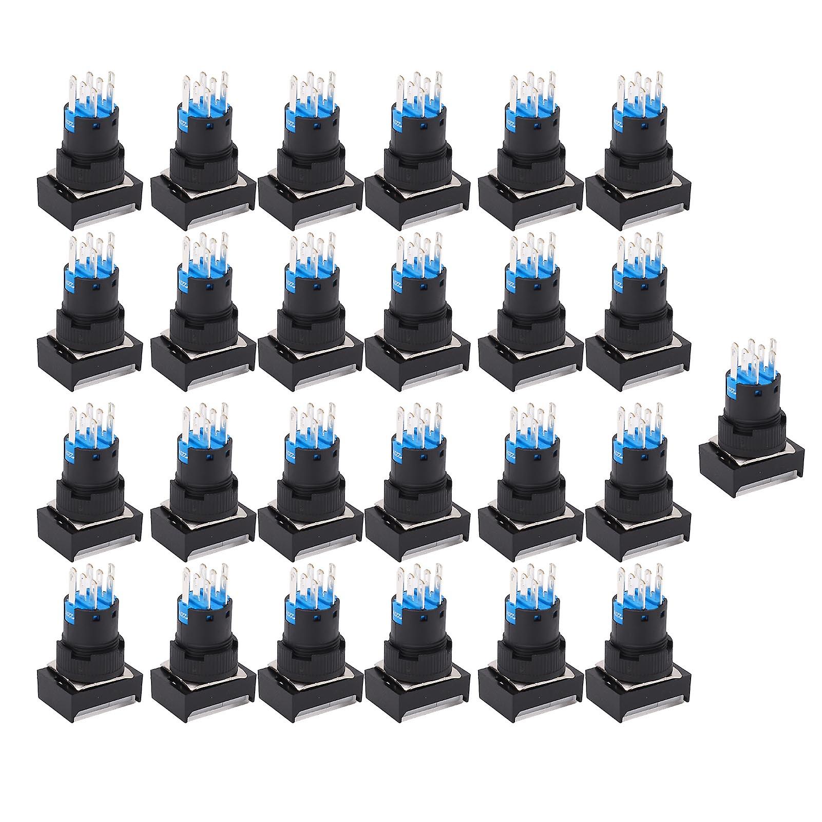 25 Pcs Industrial Self - Locking Push Button Switch with Indicator Light for Machine Tool (AC)