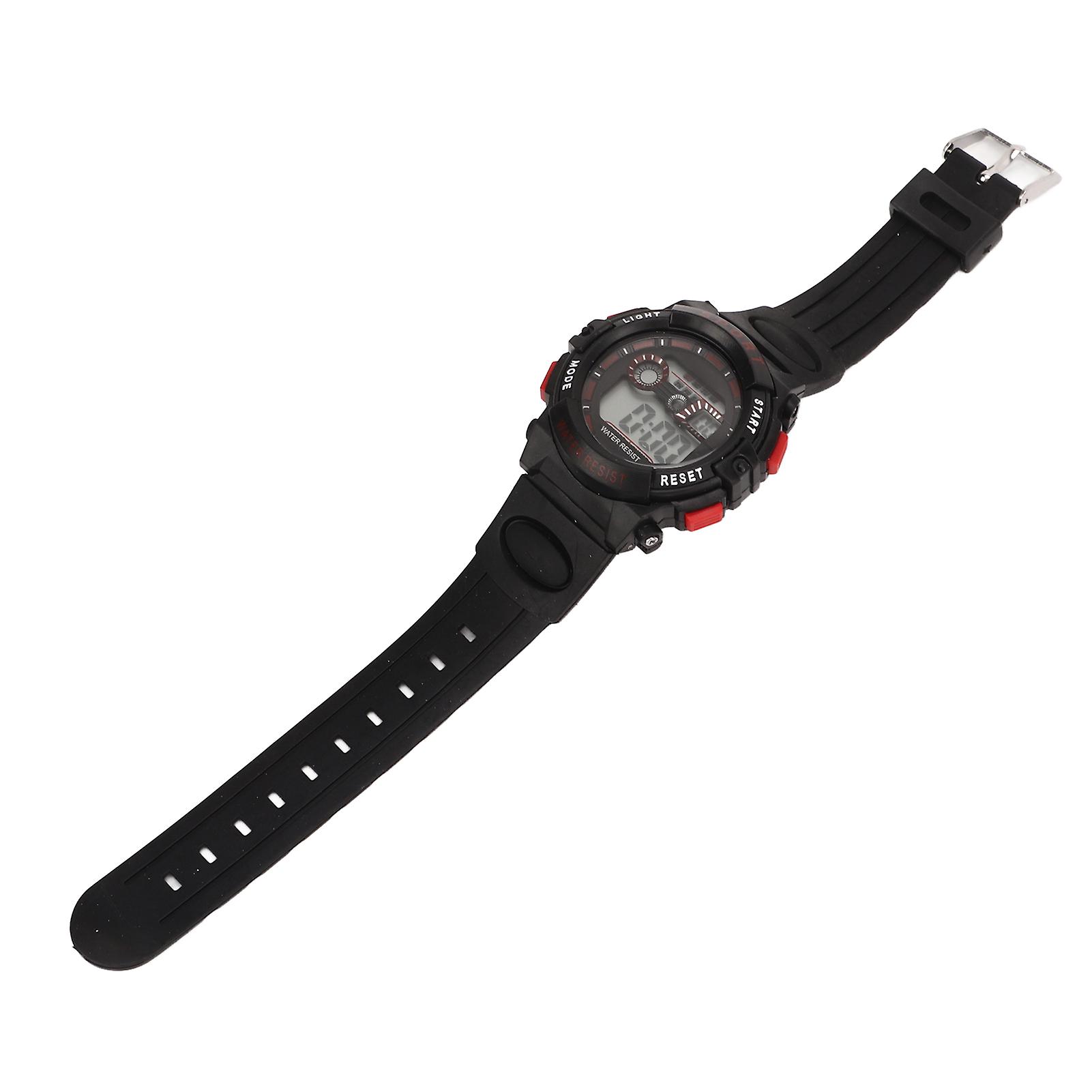 Men Electronic Watch WR50M Waterproof Multi Functional Digital Sports Watch with Luminous Light Alarm for Swimming Black with Red 