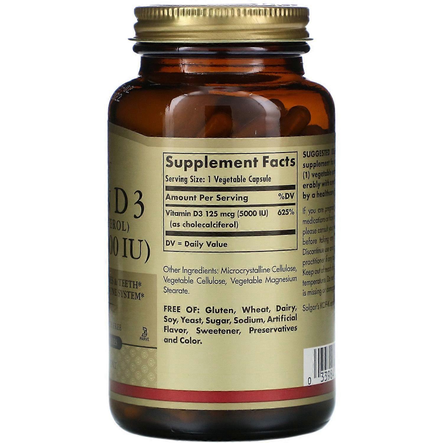 Solgar, Vitamin D3 (Cholecalciferol), 125 mcg (5.000 I.E.), 240