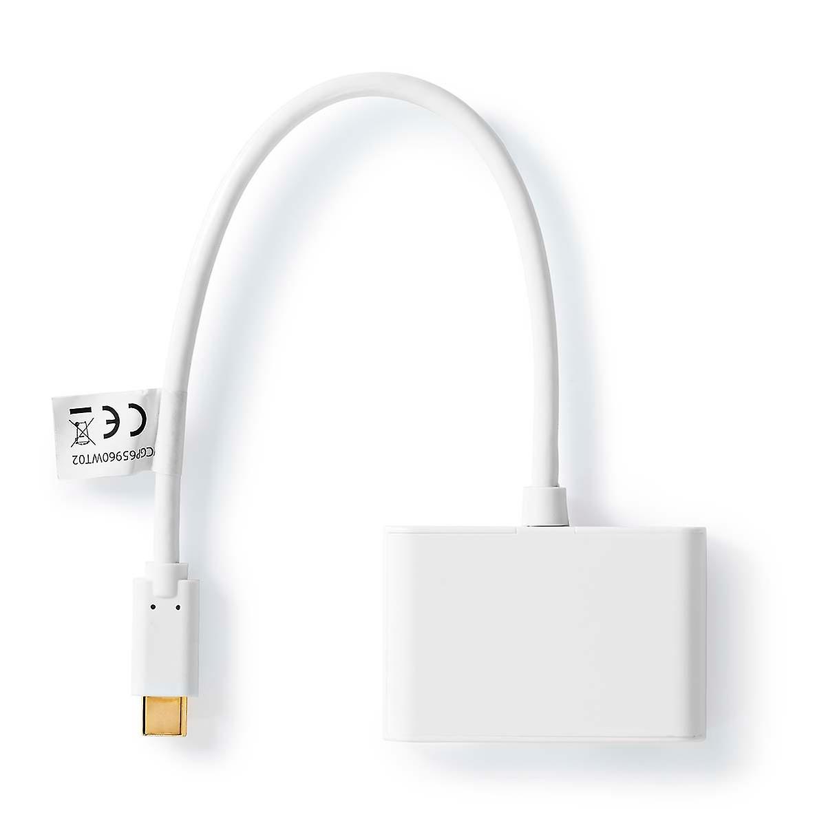 USB Multi-Port -sovitin | USB 3.2 (1. sukupolvi) | USB-C-uros™ | 2x USB-A | 5 Gb/s | 0,20 metriä | Kierros | Nikkeli Pla