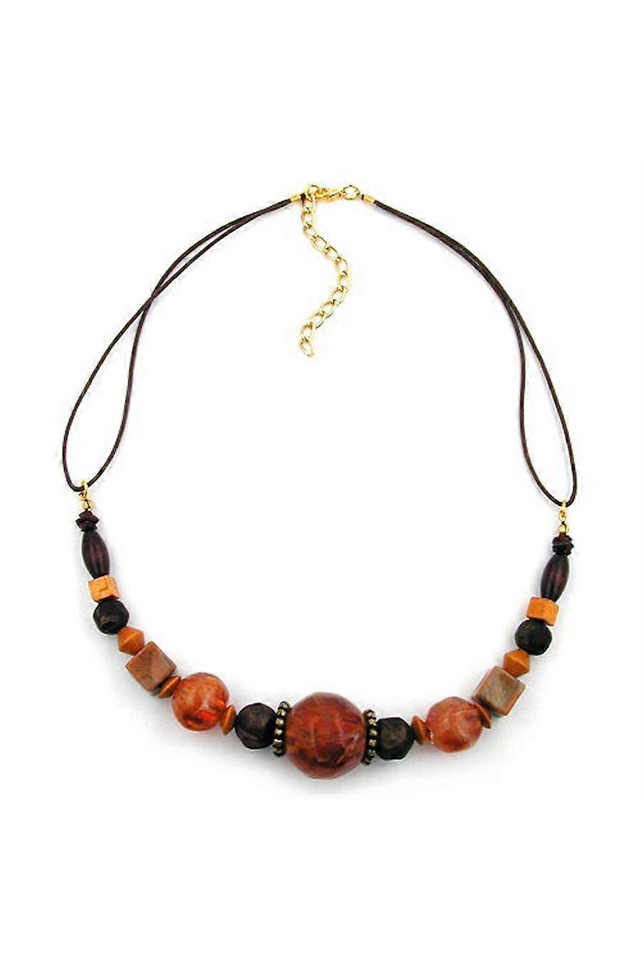 Necklace Brown/orange/ Ochre Beads - Gl00138