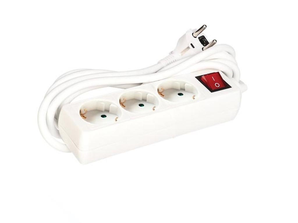 3-Way Socket Socket with Switch - 1.5 M Cable - White - Schuko