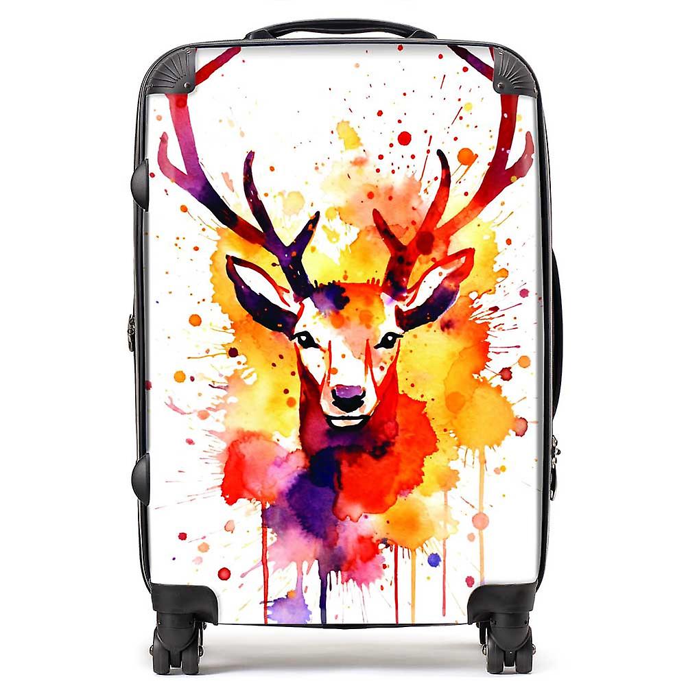 Watercolour Stag Face Suitcase