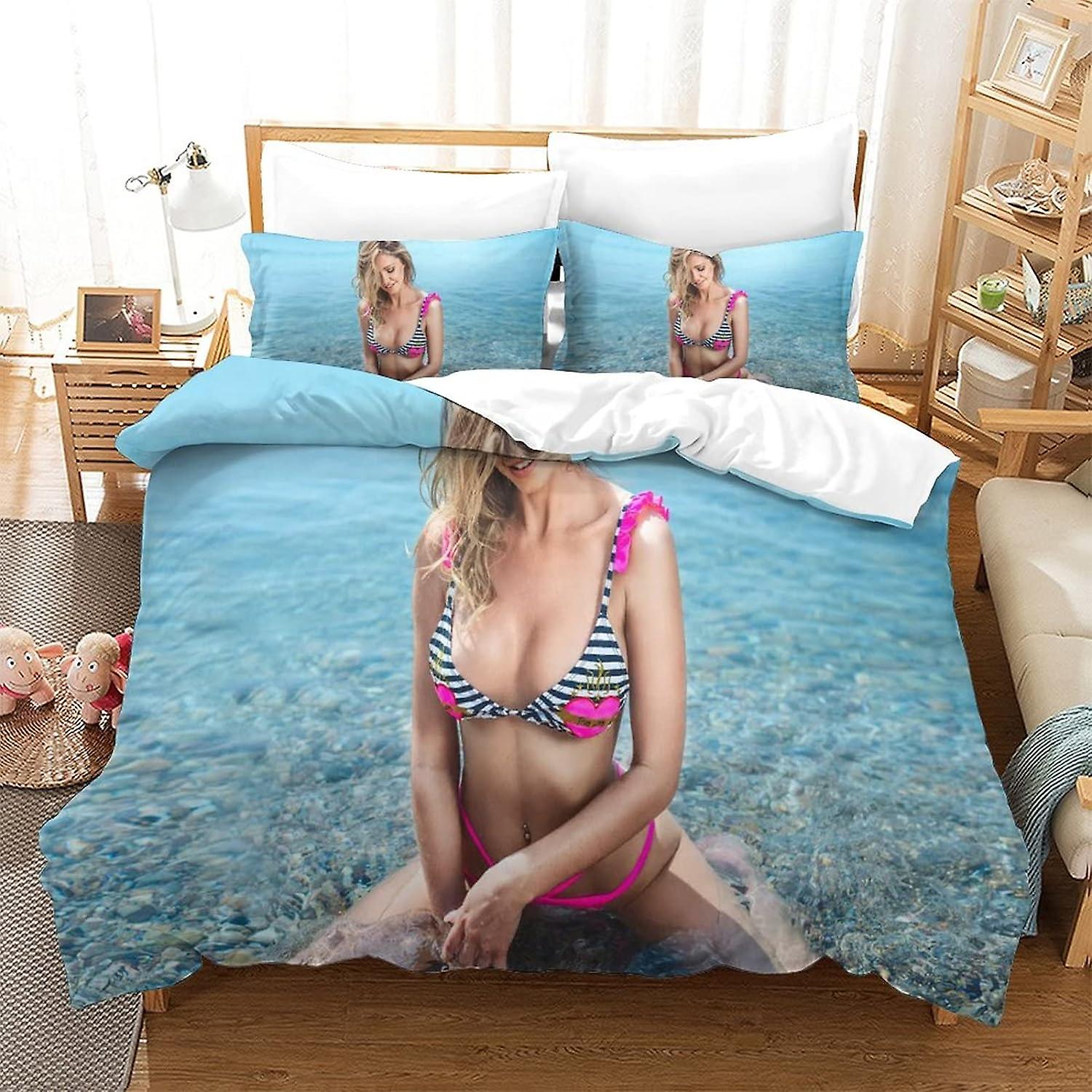 ALAIYO Bikini Beauty 3D Poszwa na kołdrę Zestaw pościeli dla chłopców Dziewczęta Poszewka na kołdrę Ultra miękka narzuta z mikrofibry 3D z zapięciem na zamek błyskawiczny 3-Pi