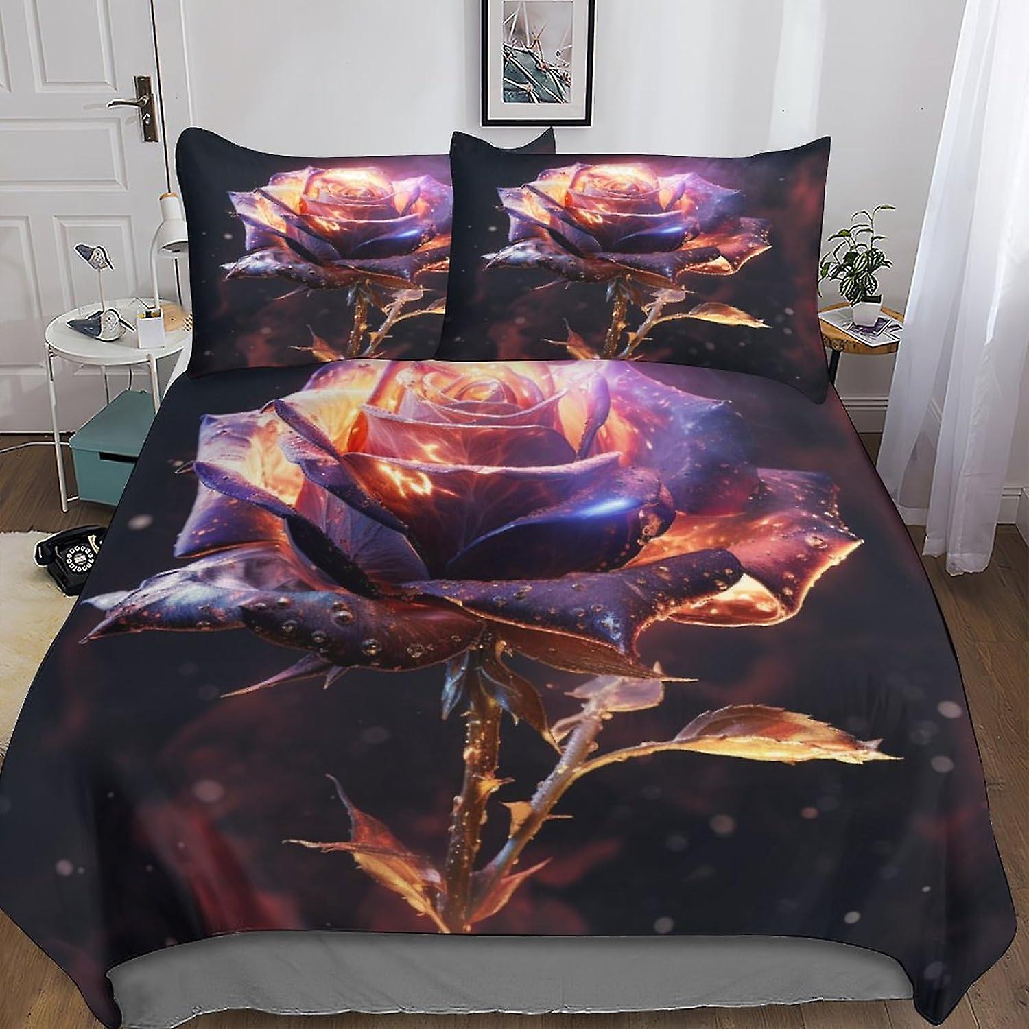 مجموعة فراش الورد من VCLUST مجموعة غطاء لحاف مع إغلاق بسحاب ، مجموعة غطاء لحاف الحب الحقيقي للأطفال في سن المراهقة ، الأولاد والبنات والكبار ، ستوكات متينة 3 Piec