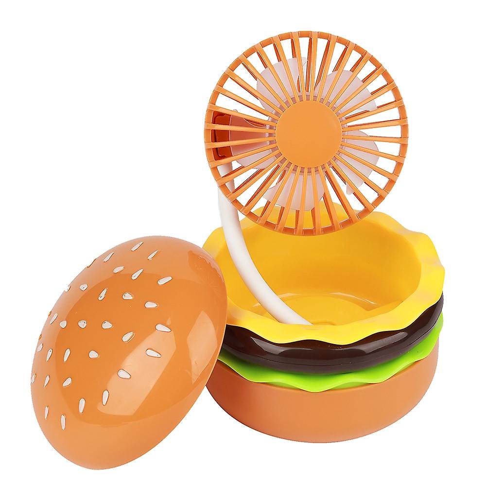 Hamburger Shaped Mini Desktop Fan with Cosmetic Mirror