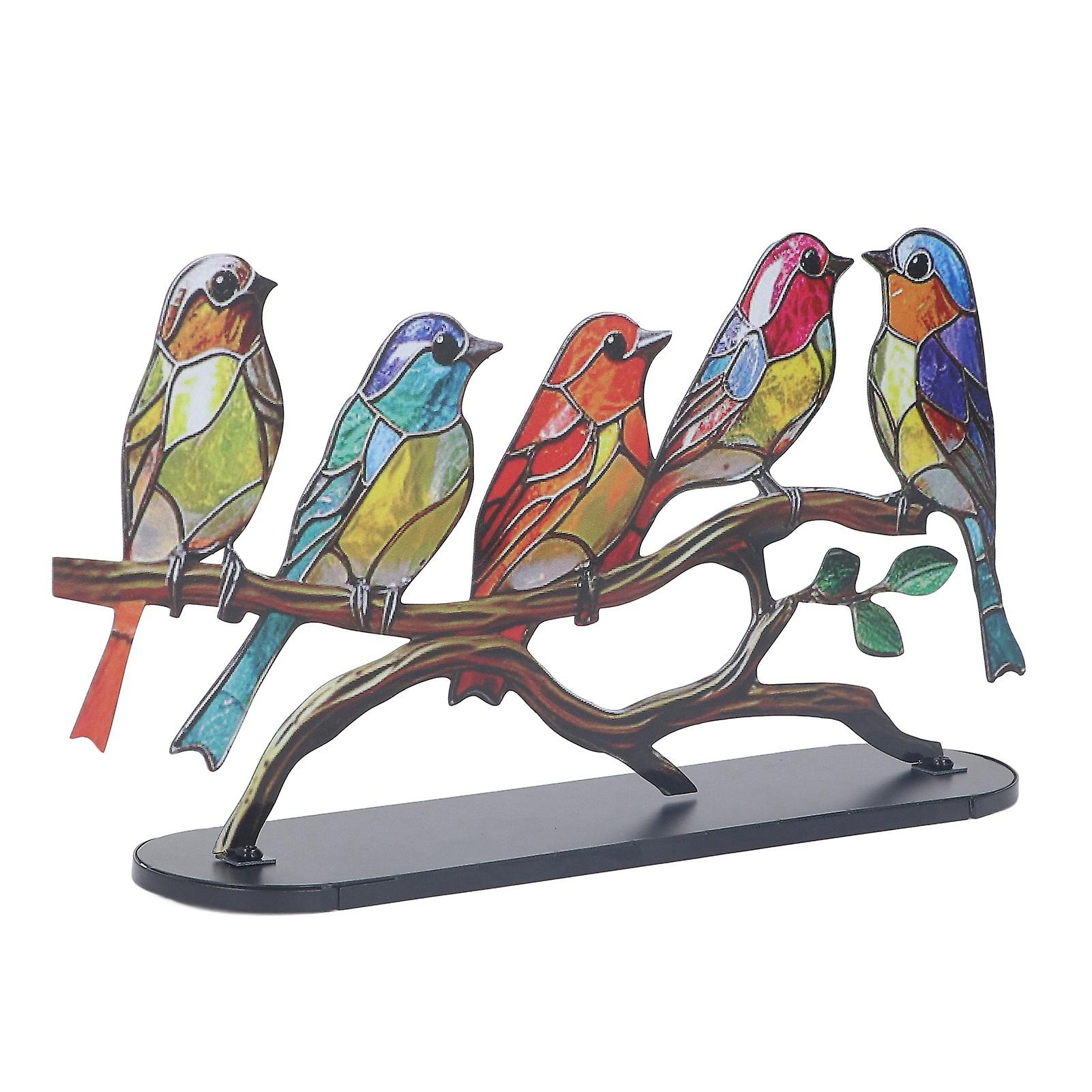 Metal Bird Series Decoration Multicolor Bird Series Detachable Art Ornaments for Display Decompression (5 Birds) 