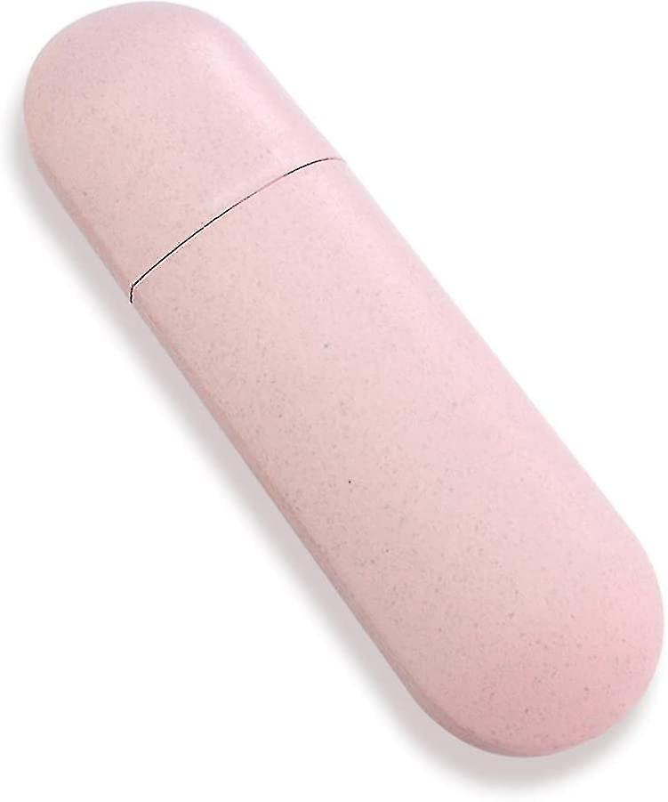 Umweltfreundliche Reisezahnbürste Etui Weizenstroh Material Zahnpastahalter rosa