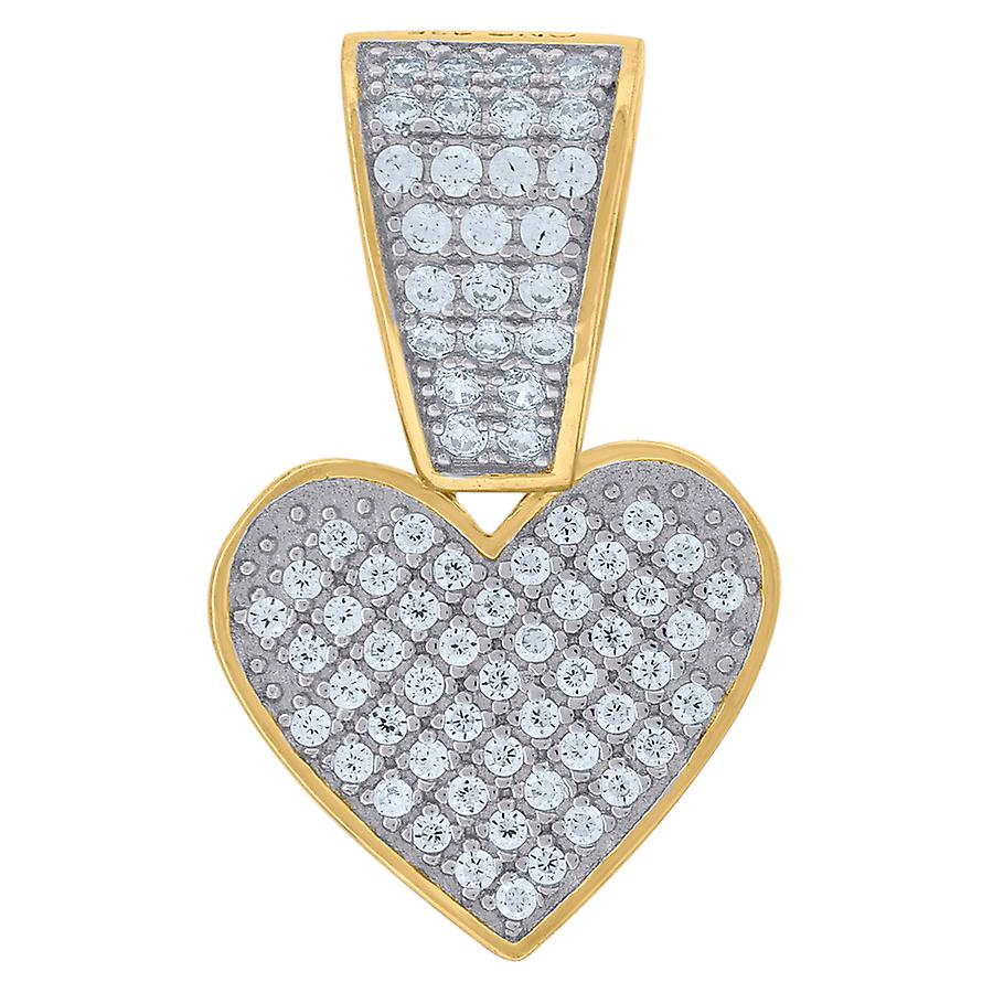 925 Sterling Silver Yellow tone Womens Cubic Zirconia Love Heart Charm Pendant Necklace 20.1x12mm Wide-Pendant for Women