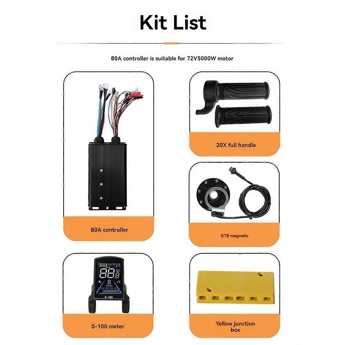 Lithium-Ion Power Adaptation Set 80A Controller with S-100 Color LCD Meter 20X Turnbuckle KT8 Magnetic Sensor Set