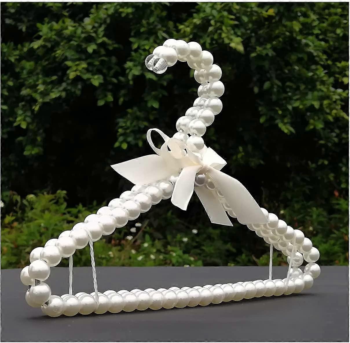 5 White 20cm beaded hangers with 20cm bow
