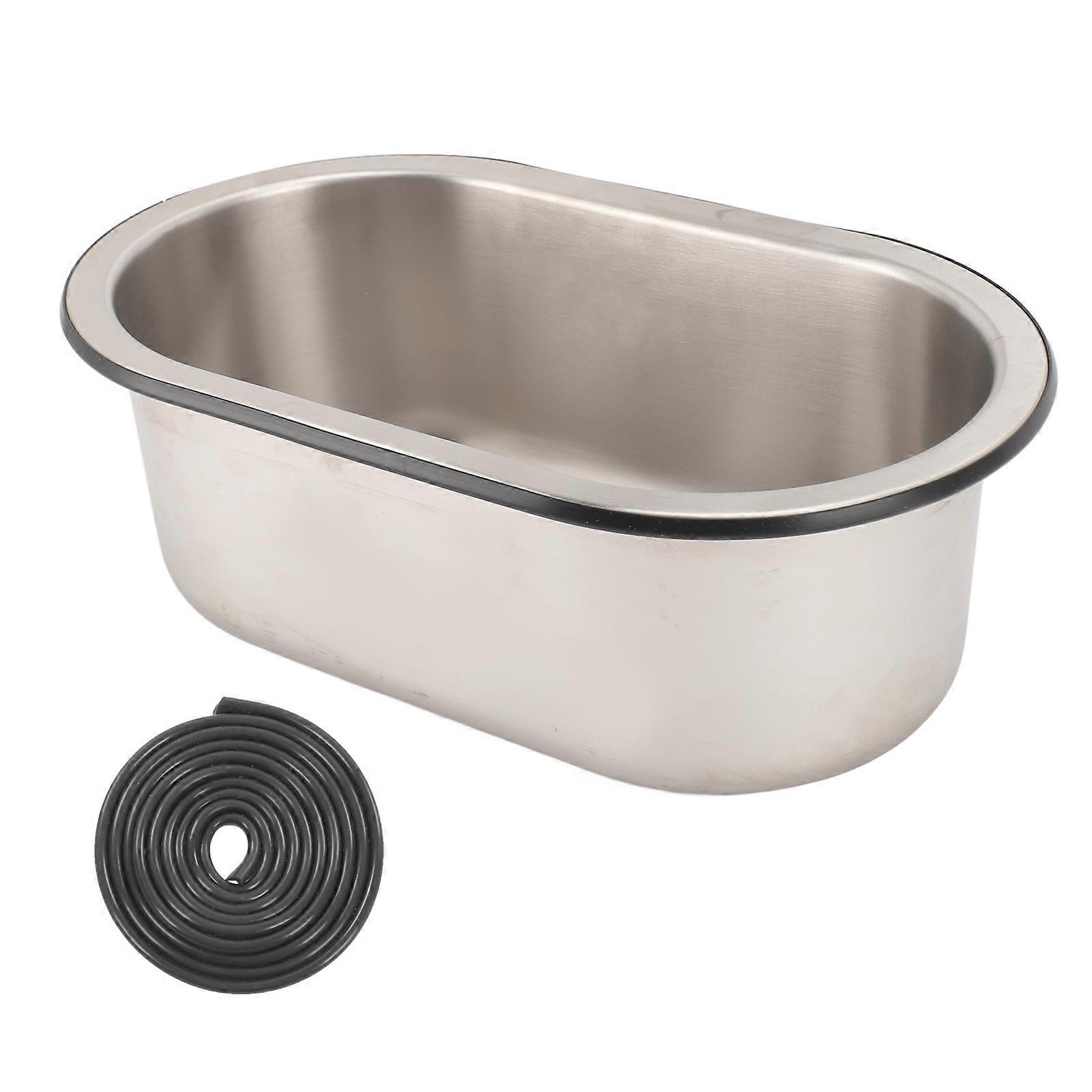 304 Stainless Steel Bar Sink Oval Shaped Washbasin Sink with 40mm Drain Hole for Boat Caravan RV Camper 13.6 X 8 X 5.2in E2U811