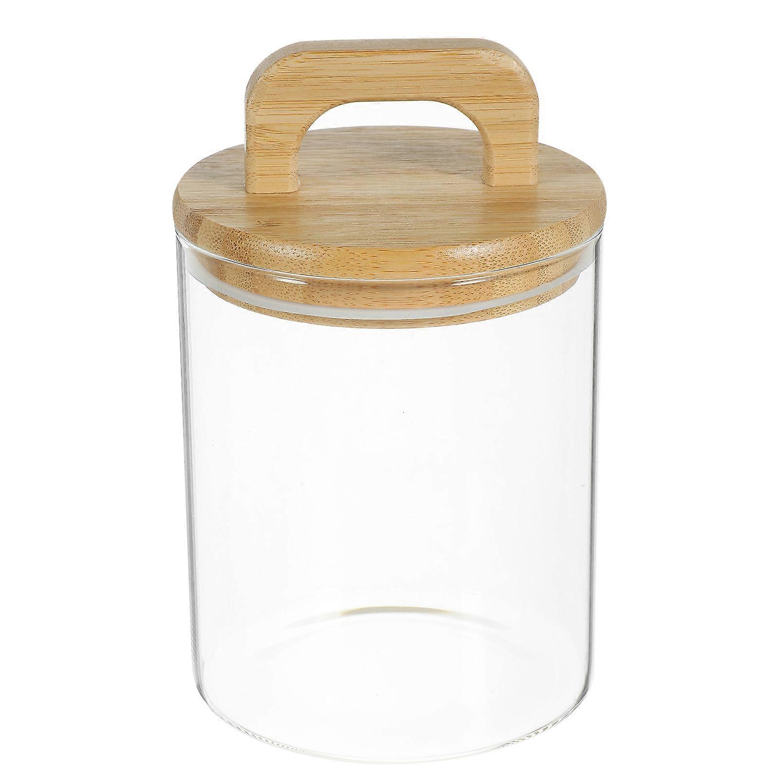 Coffee Bean Storage Container Clear Glass Jar Airtight Glass Jar with Bamboo Lid for Kitchen