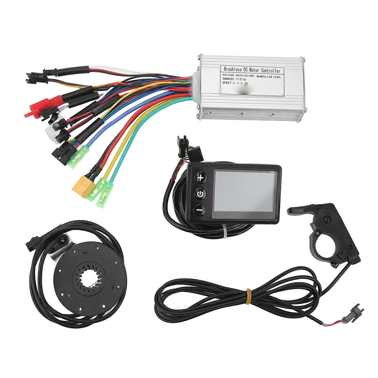Bike Lithium Battery Conversion Kit With Lcd S866 Display Panel Excellent Heat Dissipation 17a Bicycle Brushless Motor Controller Kit For Electric Sco