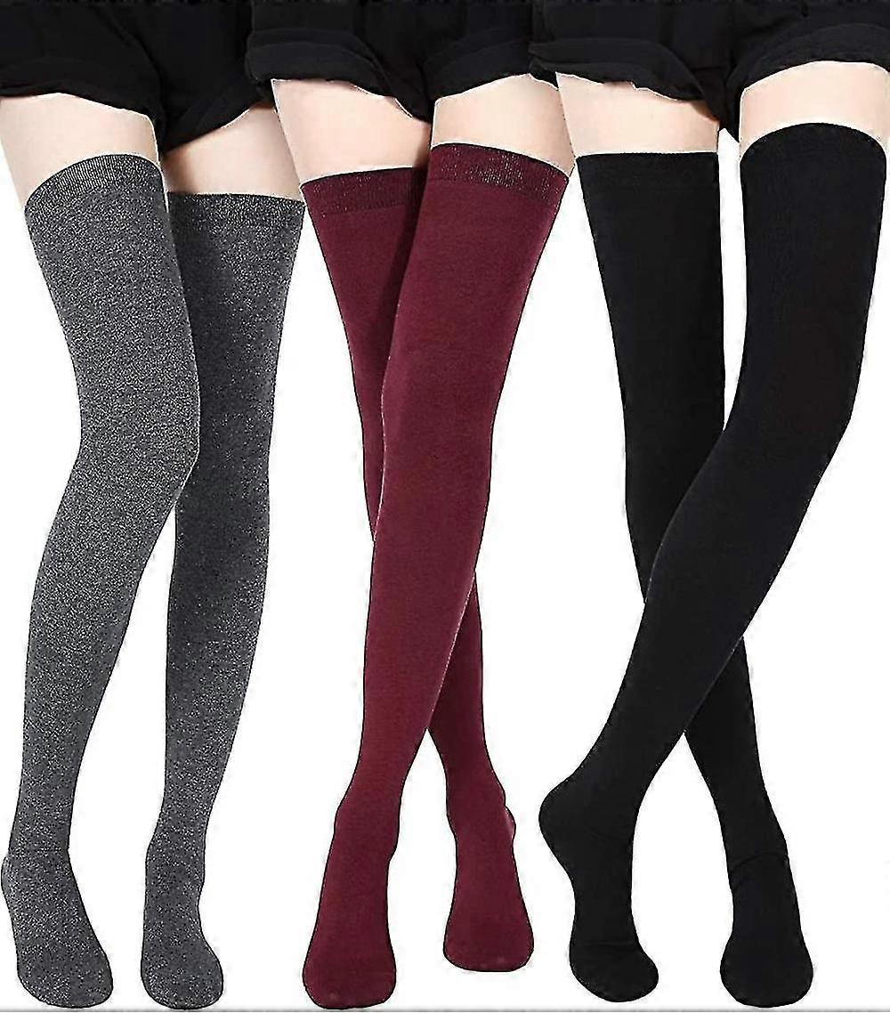 3pairs Extra Long Socks Thigh High Cotton Socks