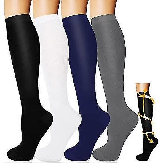 4 Pairs Compression Socks Women Men for Edema, Varicose Veins, Running