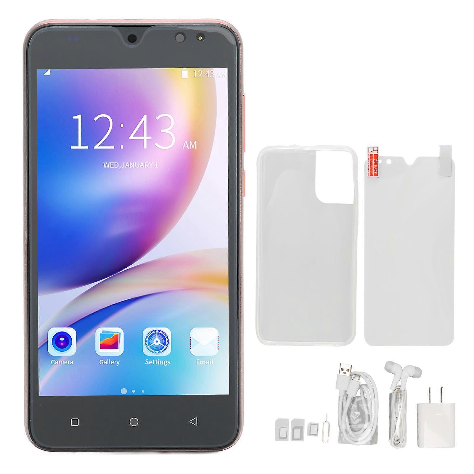 5.45in Smart Phone 3G Net Face Identification for Android 10 Mobile Phone for Entertainment US 100?240V Pink US Plug