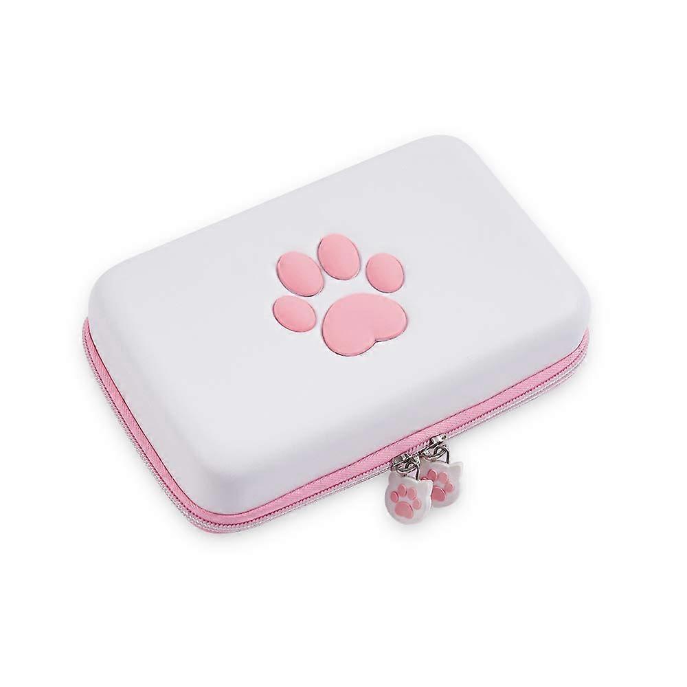 Cute Cat Paw Travel Carrying Case Compatible with Nintendo Switch Hard Shell Portable Storage Bag for Switch Console Controller & Game Accessories, wi