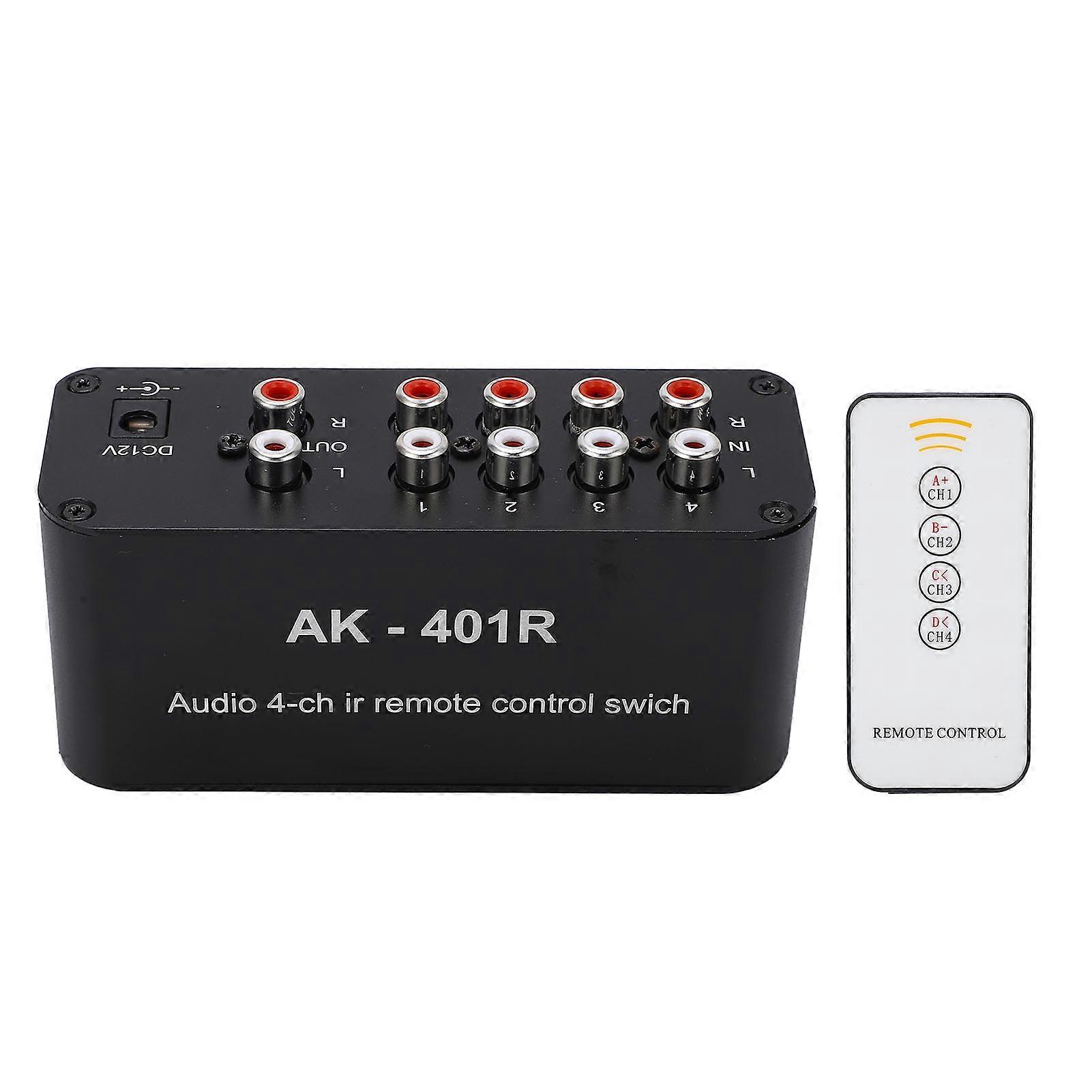 Audio Switch 1 In 4 Out DC 12V RCA Signal Selector Audio Splitter with Remote Control