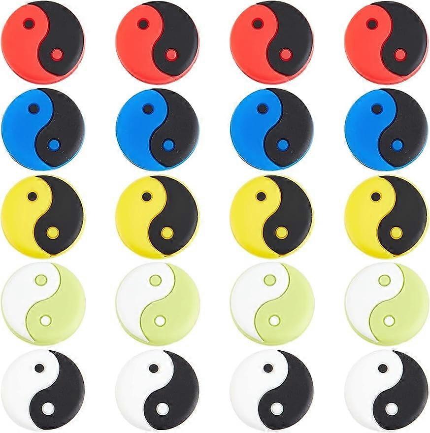 20pcs Tennis Racket Vibration Dampener 1 Inch Yin Yang Tennis Racquet Dampener Soft Silicone Racket Dampener Shock Absorbers for Racquetball Accessori