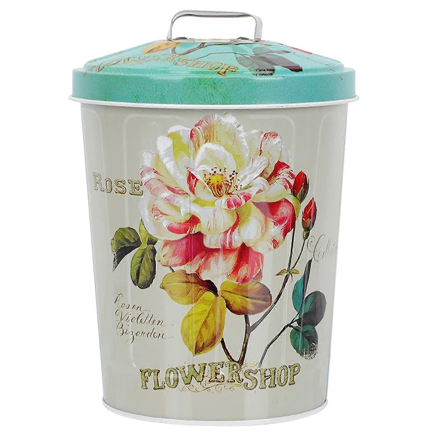 Mini Table Trash Can Flower Pattern Garbage Waste Basket Desktop Garbage Trash Can