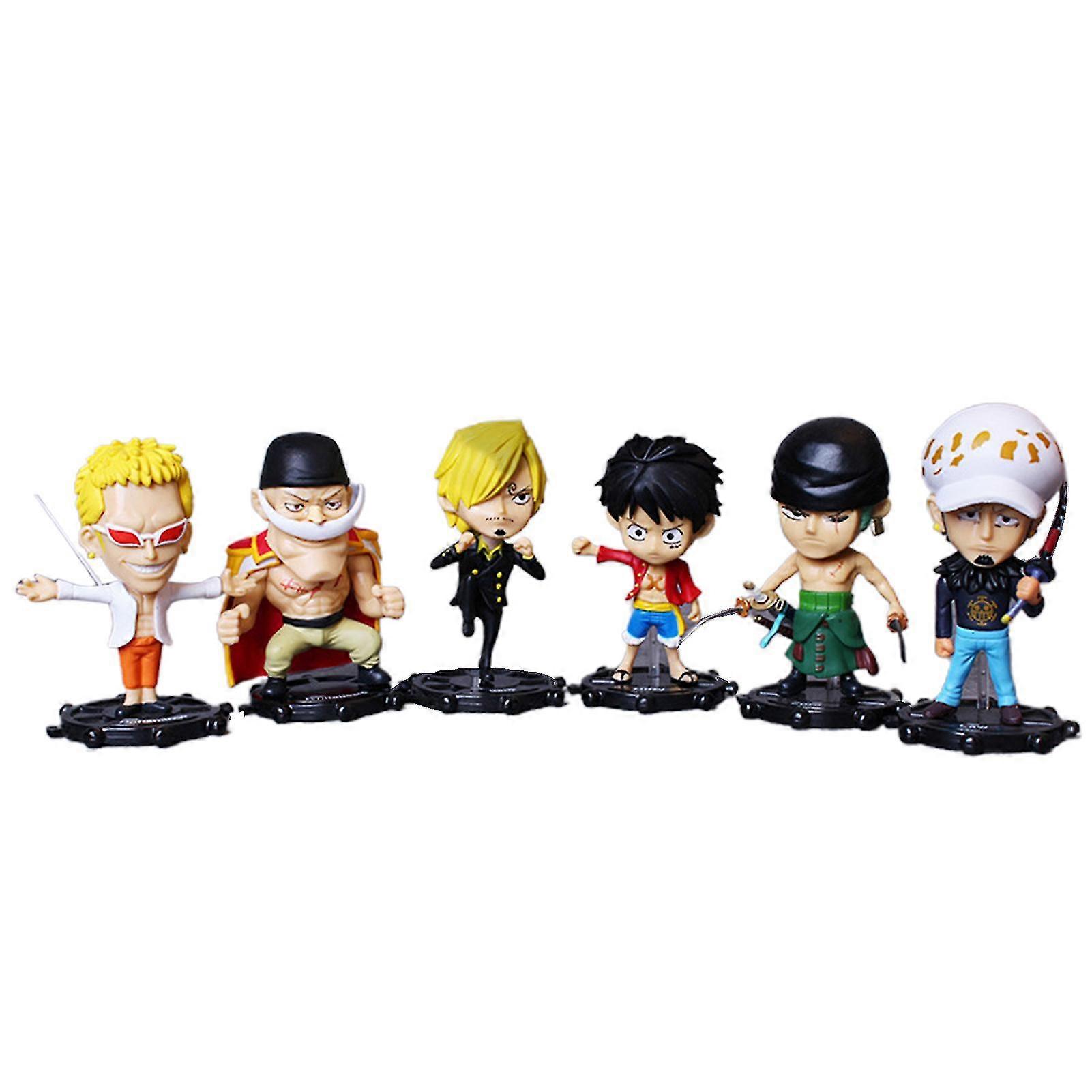 6Pcs One Piece Figure Set Luffy Zoro Anime Model Toy Miniature Display Mold