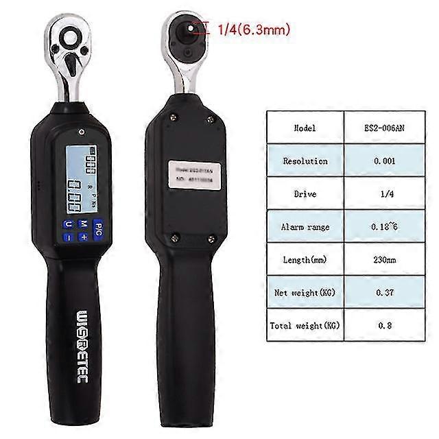 Chiave dinamometrica digitale portatile Grande schermo con retroilluminazione, suono, allarme LED, misurazione dei picchi in tempo reale, commutazione di quattro unità