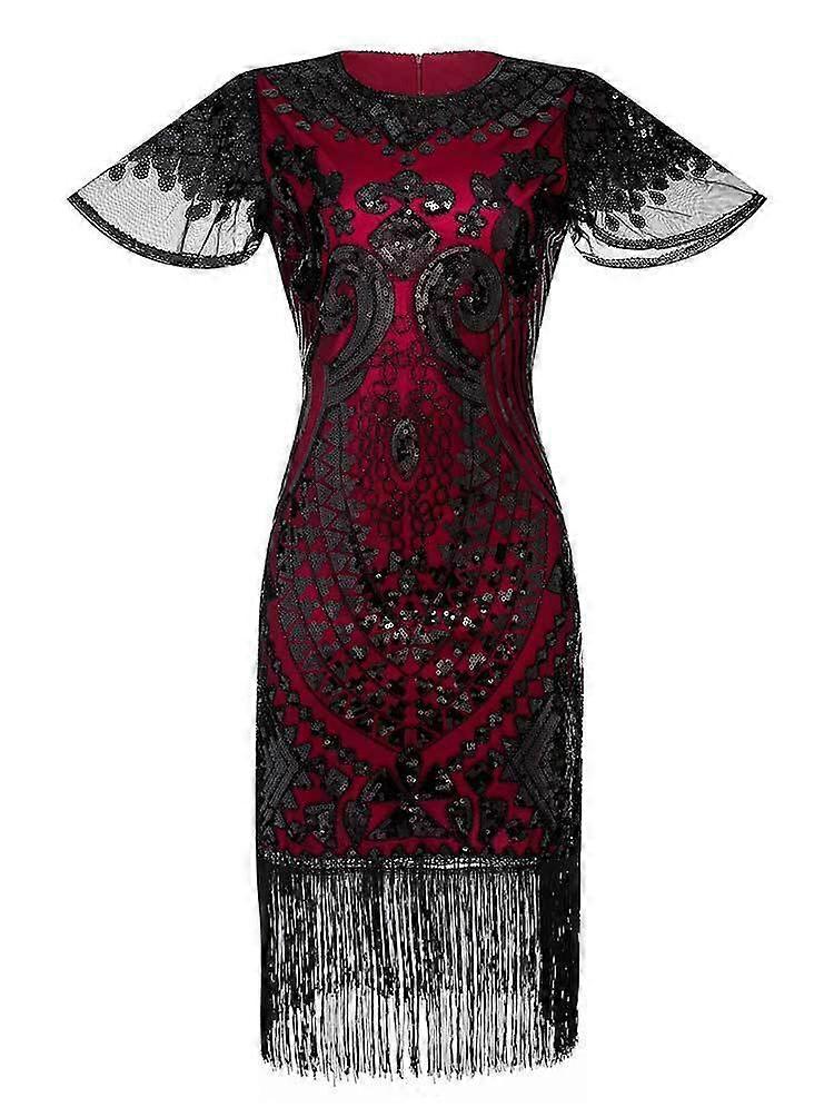 Retro 1920s Flapper Beaded Gatsby Charleston Party Fringe Evening Cocktail Dress robe femme midi vintage vestido feminino
