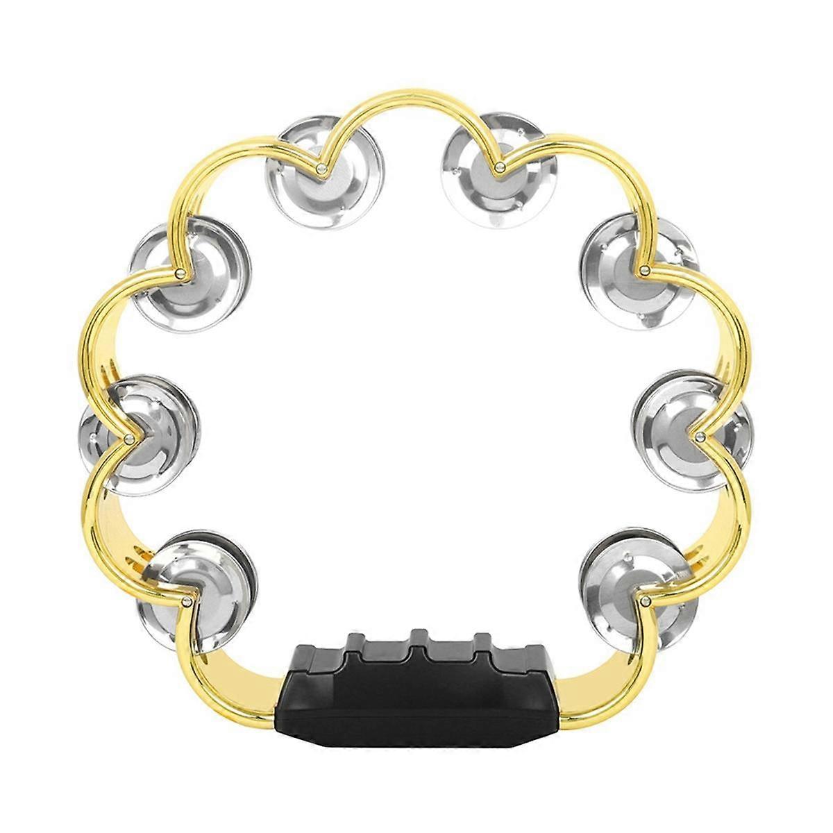 Double Layer Plum Flower Shape Hand Bell,Handheld Tambourine,Gold
