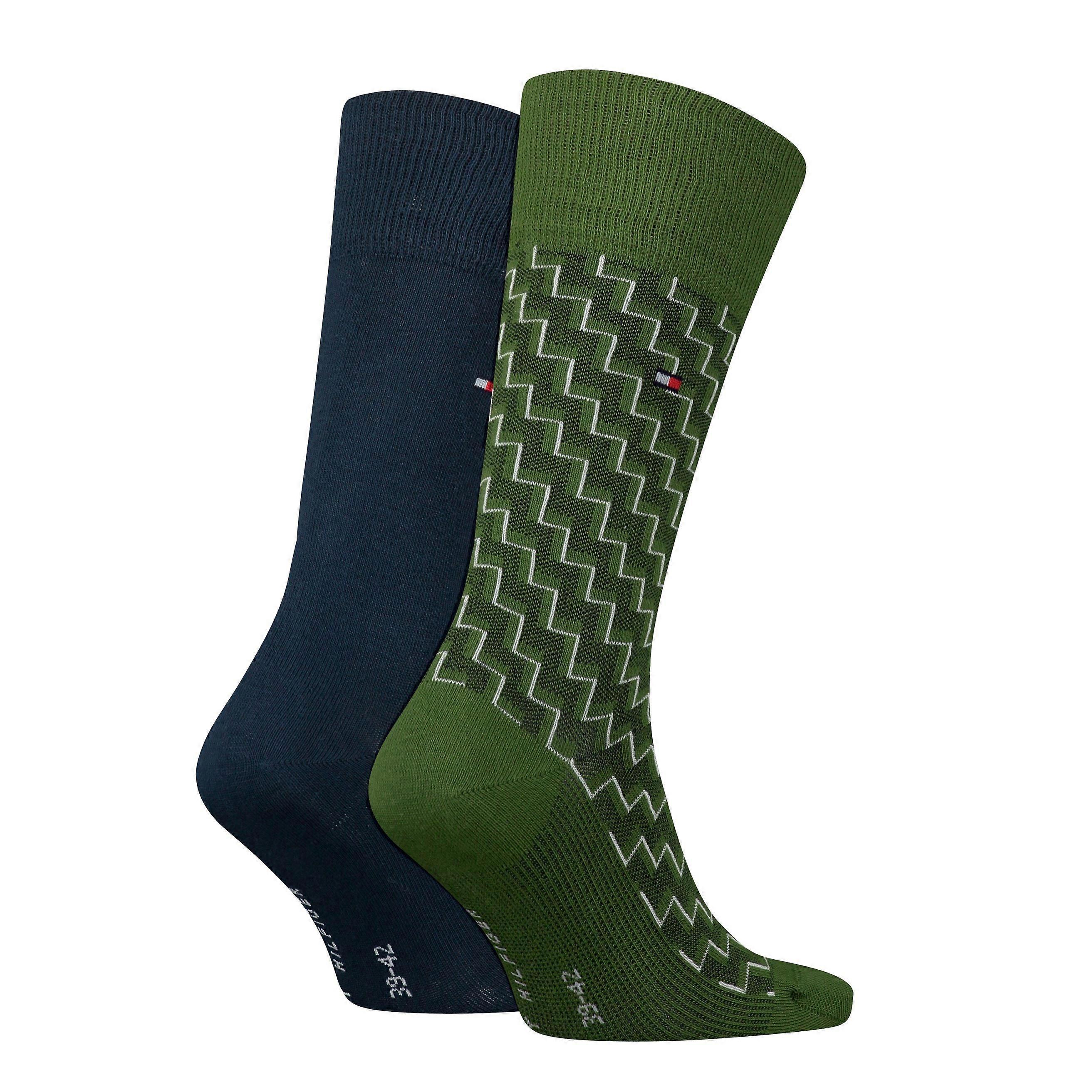 Tommy Hilfiger Men Socks 2 Pack Graphic (army Green)