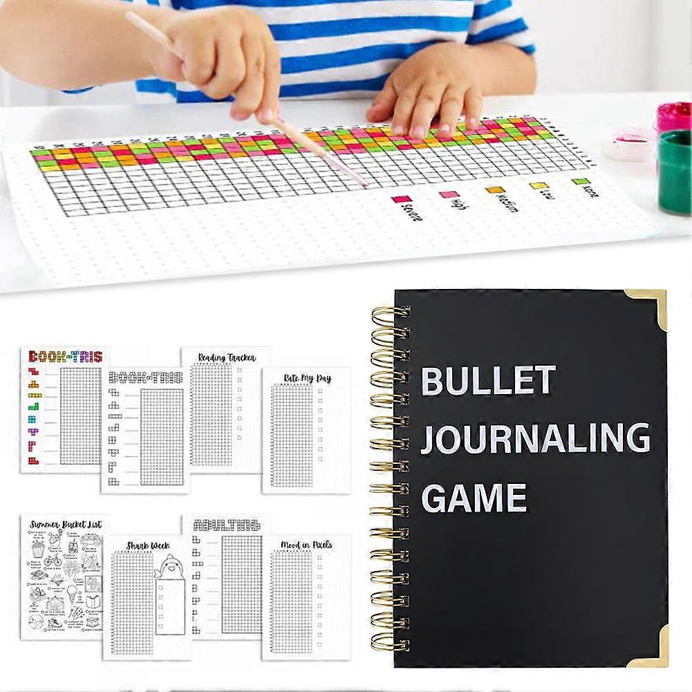Interactive Bullet Dotted Journal Game - Bullet Journal Notebook for Habit Tracking, Book Tracking, Monthly Spending & Dream Planning 