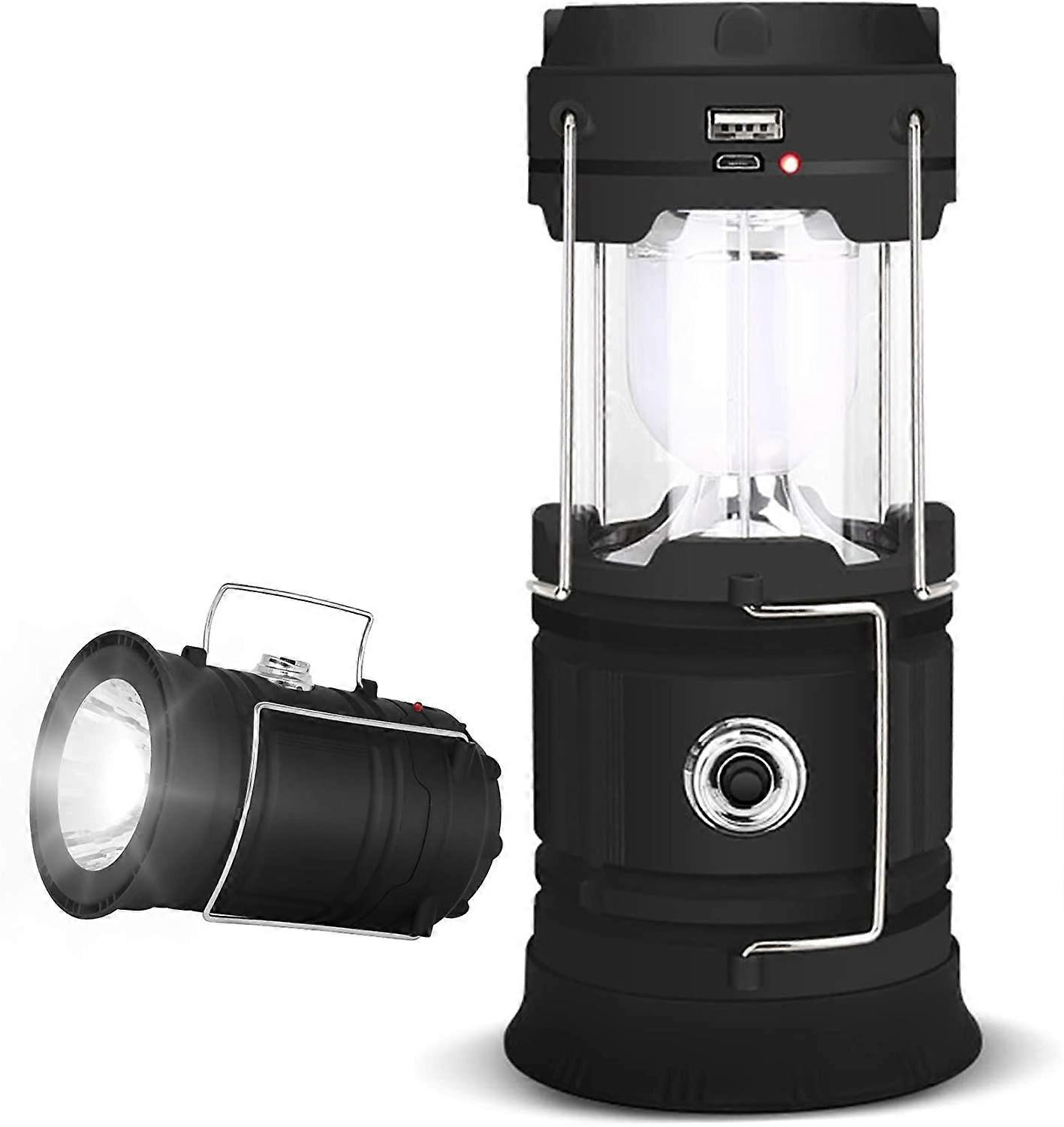 2024 LED Camping Lantern Rechargeable, 1 Pack Collapsible Solar Camping Lights with Flashlight