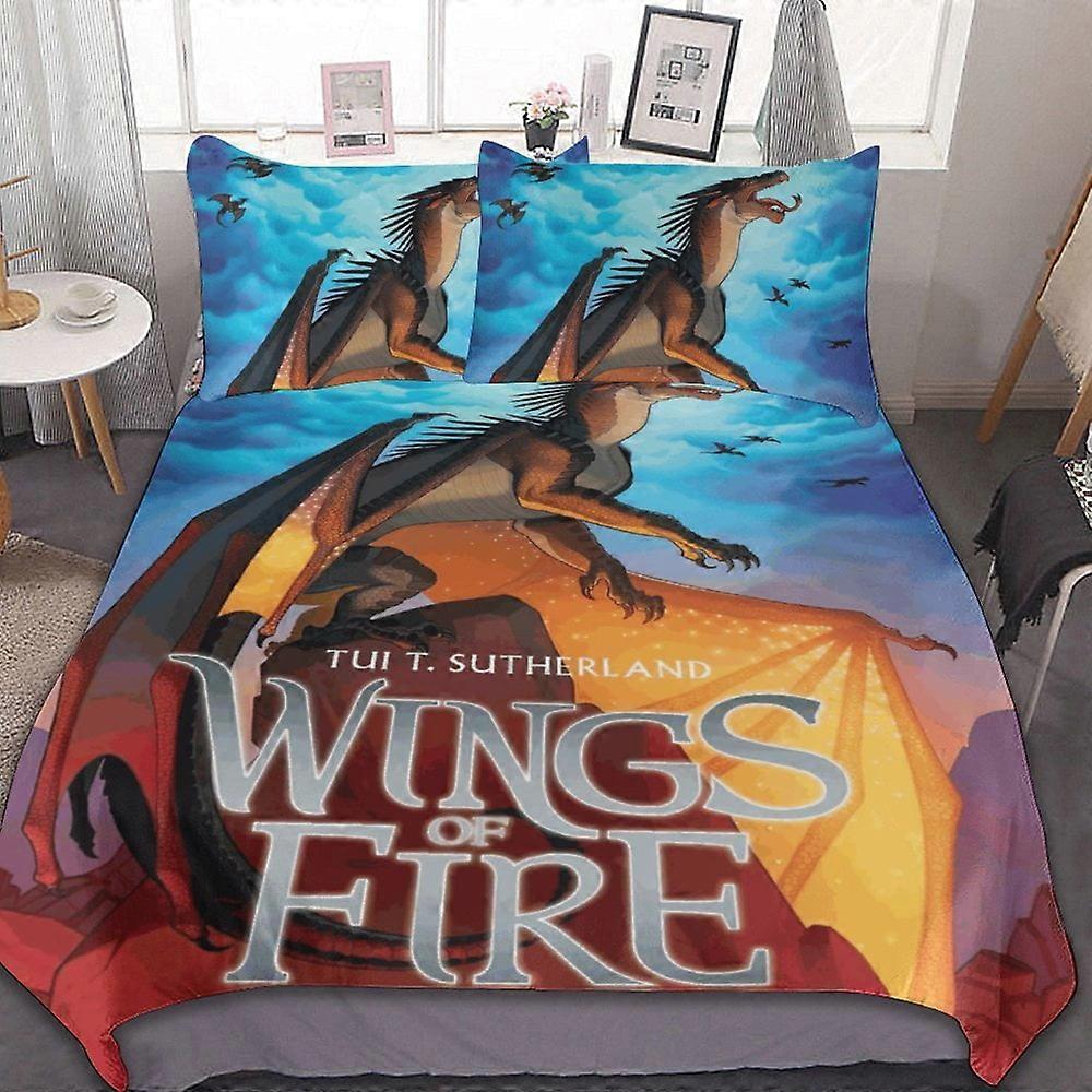 v74 Dragon Wings Of Fire Conjunto de Cama de 3 Peças Conjunto de Capa de Edredom Macio Quente e Confortável Conjunto de Cama com 1 Capa de Edredom e 2 Fronhas para Quarto o
