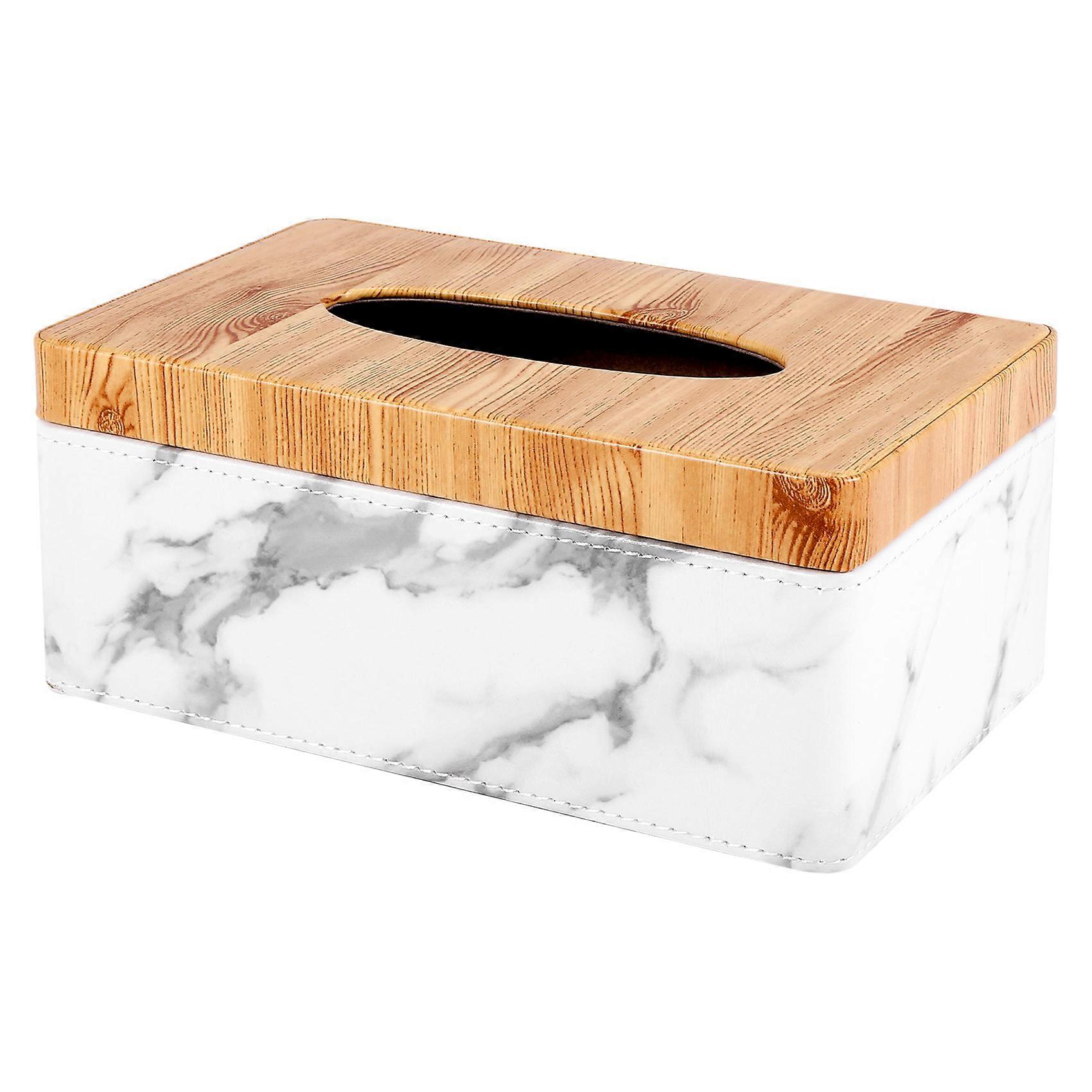 Rectangular Marble PU Facial Grain Tissue Box Cover Napkin Holder Paper Towel Dispenser Container O