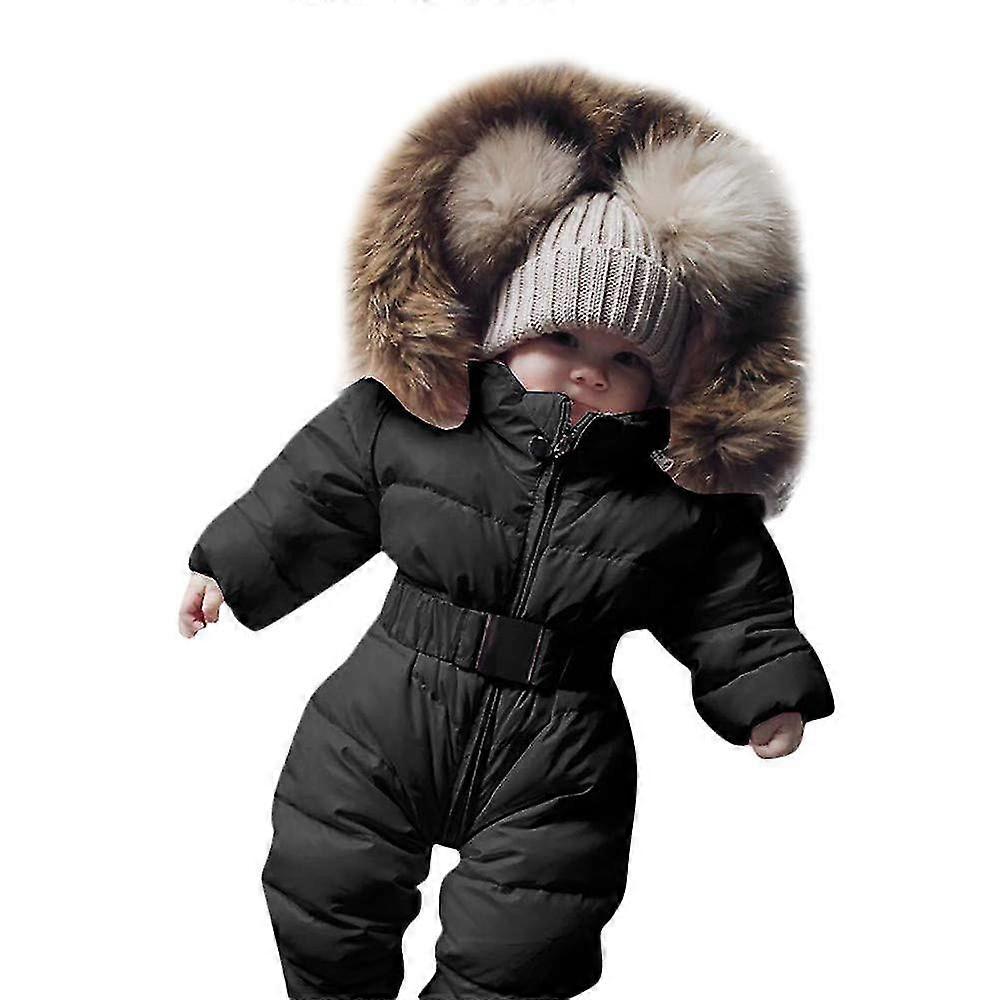 Tutina con cappuccio unisex per neonati da 0 a 24 mesi, per ragazzi e ragazze, con collo in pelliccia