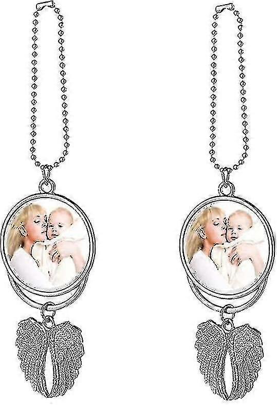 2 Pcs Wing View Pendant With Blank Photo Frame For Automobiles Ornts