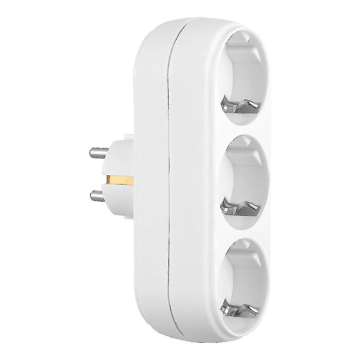 Besportble Triple Socket Power Socket Adapter Anti-flame Heat-resistant Socket Panel With Eu Plug White