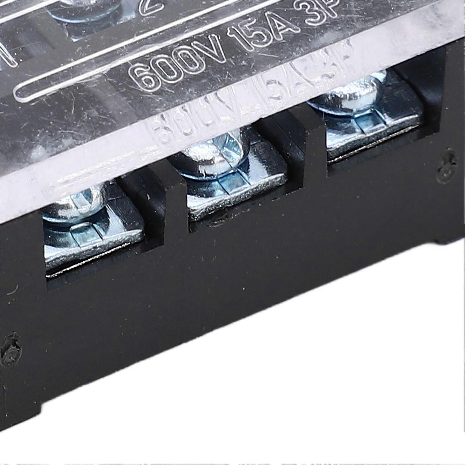 Terminal Strip Dual Row High Current M3 Screw Wire Barrier Block with Cover 15A 600V 5pcs