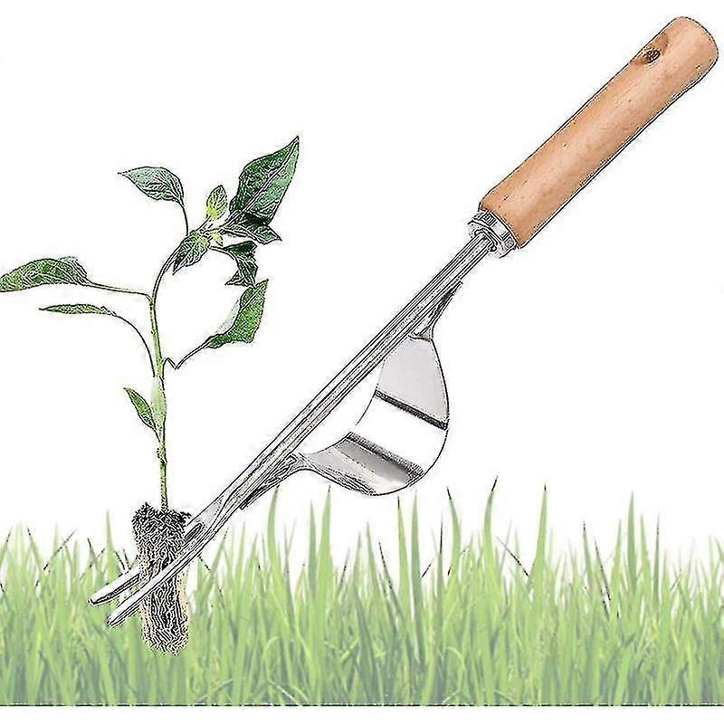 Stainless Steel Manual Weeder With Wooden Handle Tool Used For Quick Soil And Garden Weeding Y-shape Manual Weeding Root Fork
