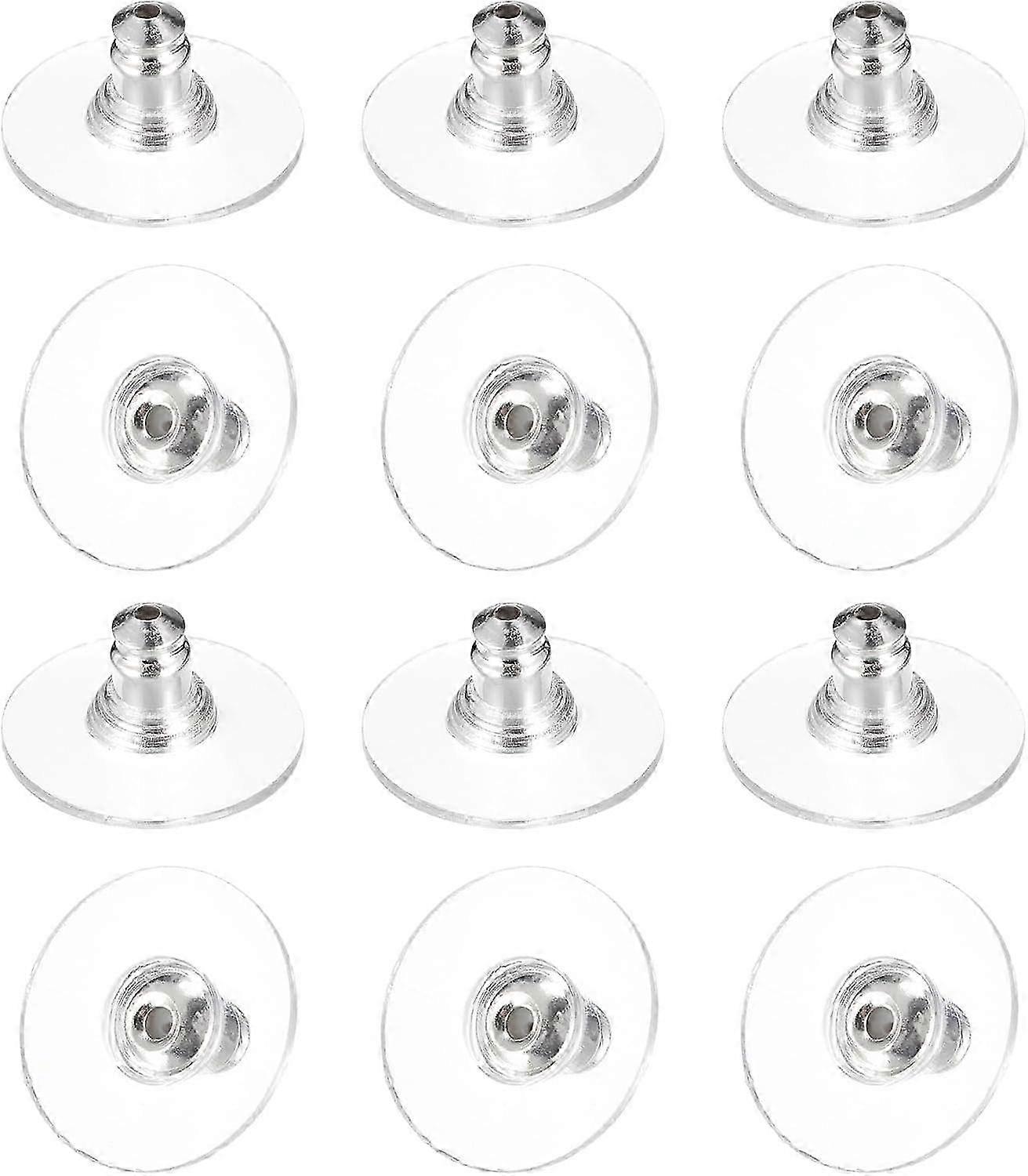 100Pcs Silicone Earring Backs, Soft Clear Earring Stoppers Replacement with Pad