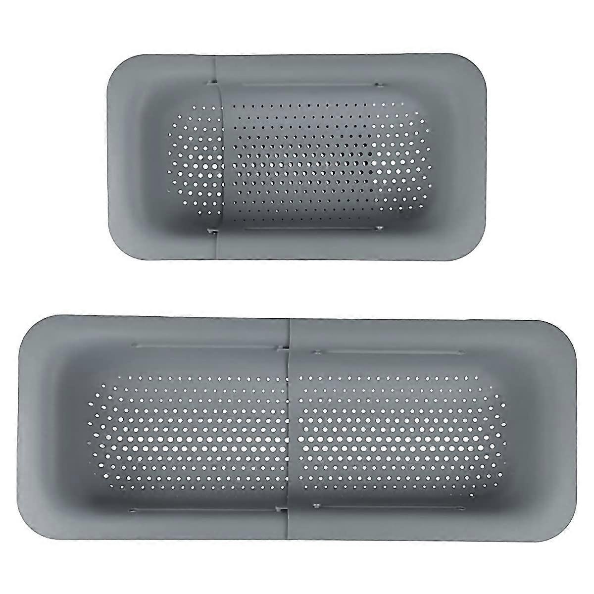 Sink Filter Tray 2PCS Square Drain Basket Collapsible Kitchen Colander Sink Basket Adjustable Sink Drain Shelf