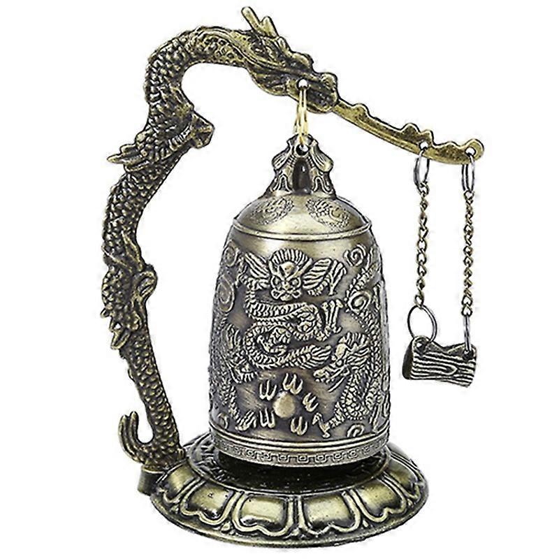 Lock Dragon Carved Buddhist Good Luck Bell Geomantic for Meditation Altar KAESI