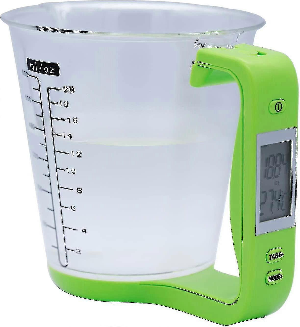 Digital Kitchen Scale And Measuring Cup With Black Lcd Display