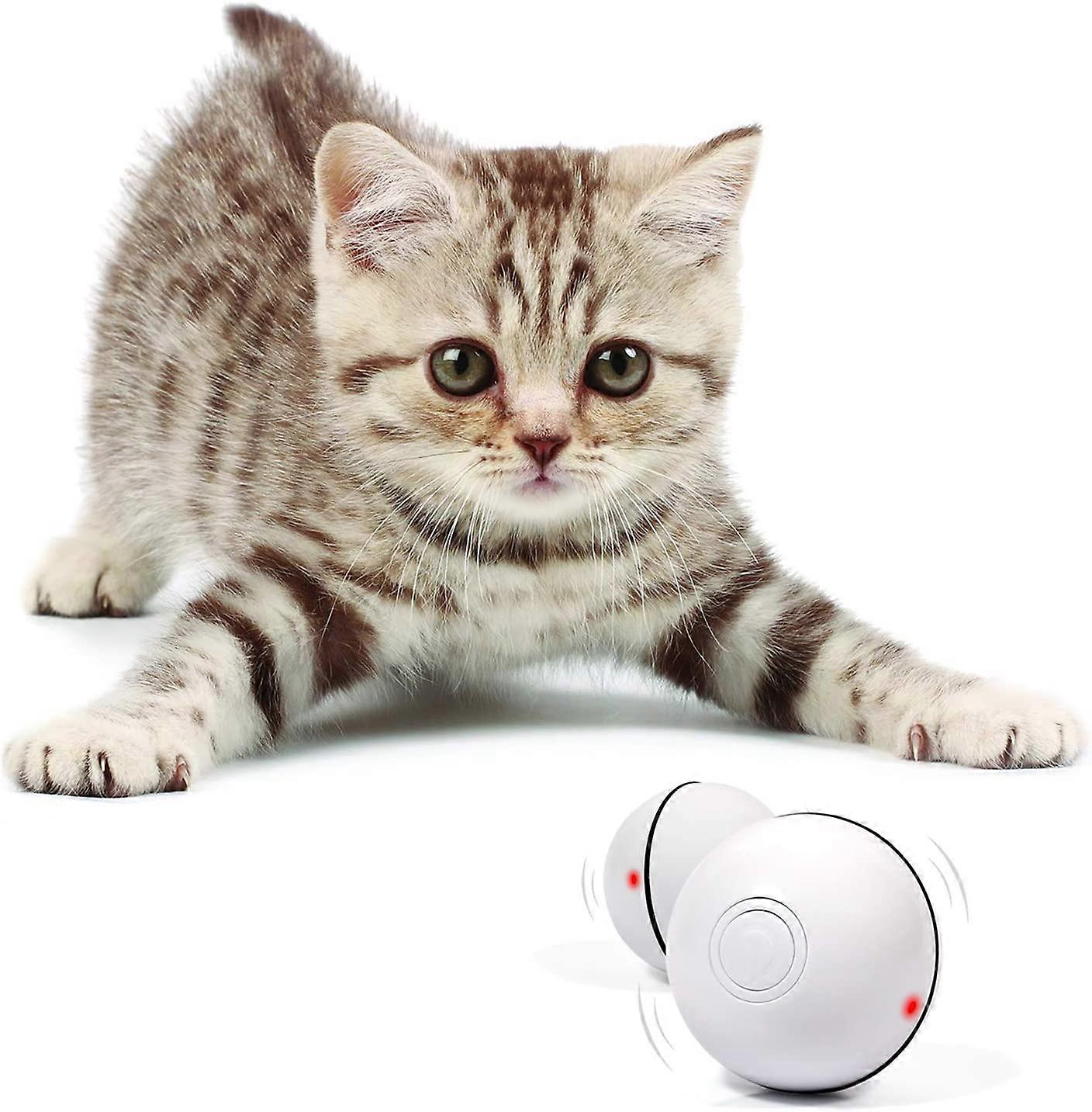 Smart Interactive Cat Toy - Newest Version 360 Degree Self Rotating Ball, USB Rechargeable Wicked Ball, Build-in Spinning Led Light, Stiulate Hunting 
