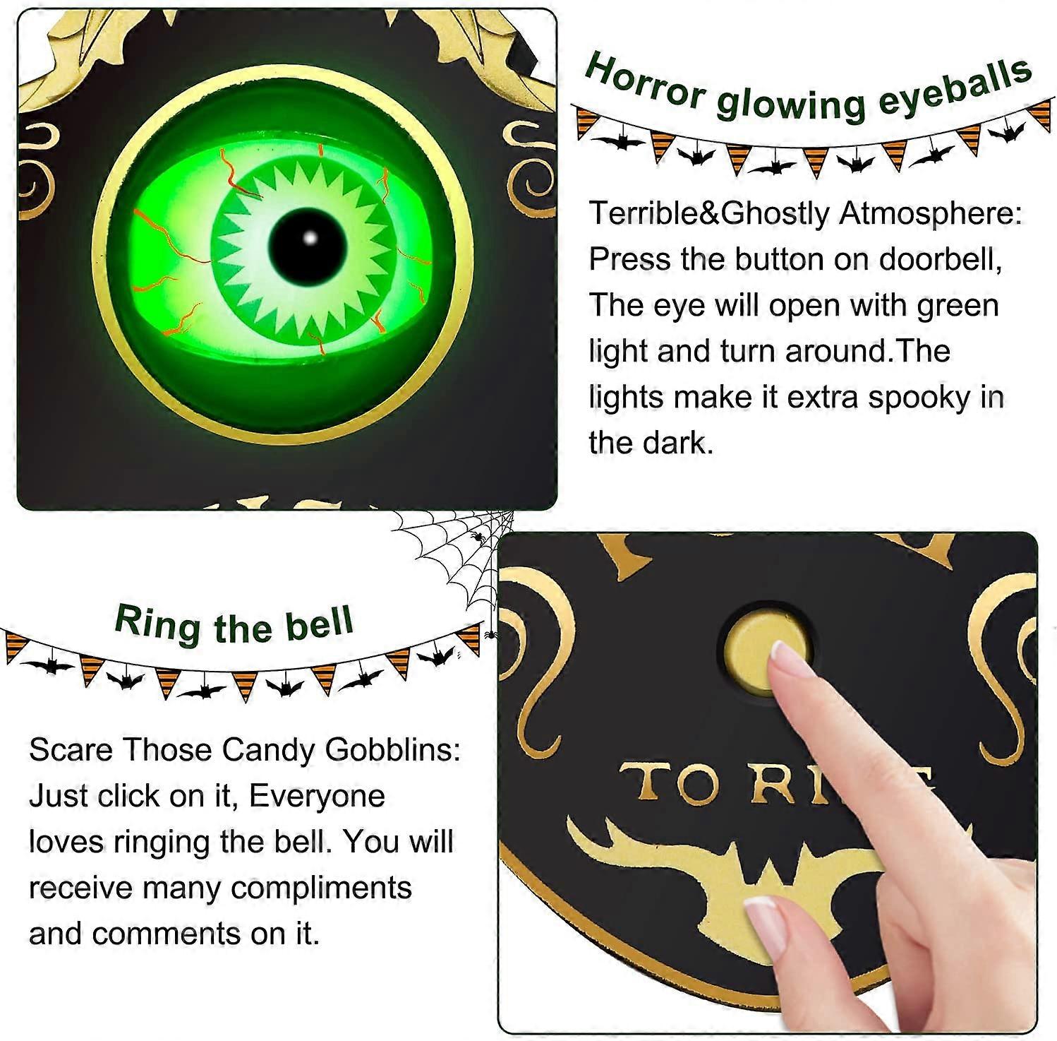 Timbre De Halloween Con Ojo Animado – Decoración Terrorífica Con Luces Y Sonidos Para Fiestas De Miedo