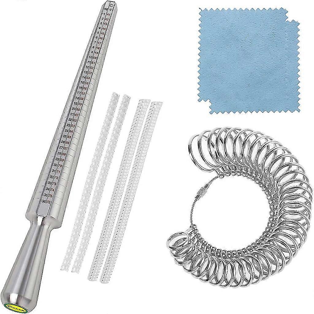Ring Sizer Set Metal Measuring Tool Ring Mandrel Finger Sizing Gauge Jewelry