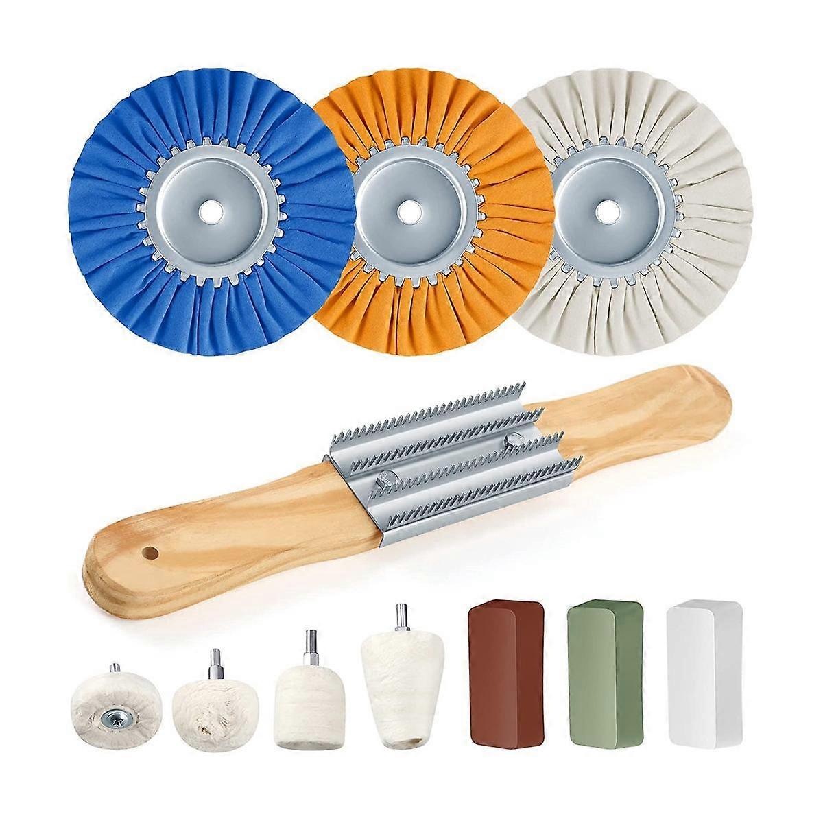 11 Pcs Airway Buffing Wheel Kit 8 Inch Polishing Wheel for Drill Buffing Wheel Polisher Kit for Ang
